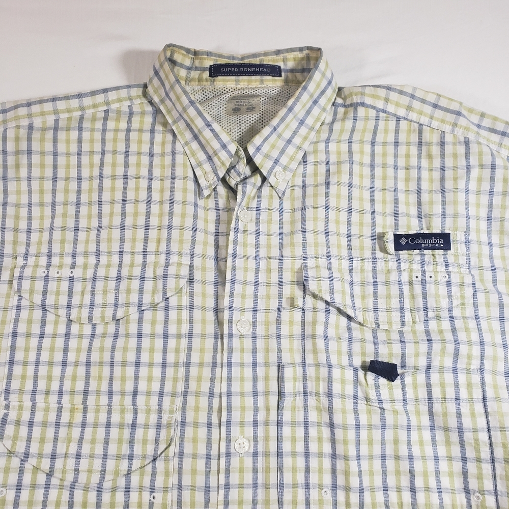 Columbia Shirt Men Large Button Down plaid Fishing Omni-Shade Performance Shirt - Picture 2 of 10